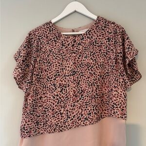 14th & Union Pink Leopard Print Flowy Blouse